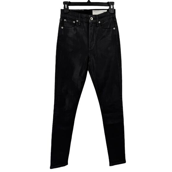Rag & Bone jeans black coated Nina  high rise skinny size 24 - Picture 1 of 6